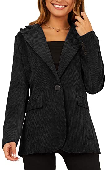 Ofenbuy Womens Corduroy Blazers Long Sleeve One Button Notched .