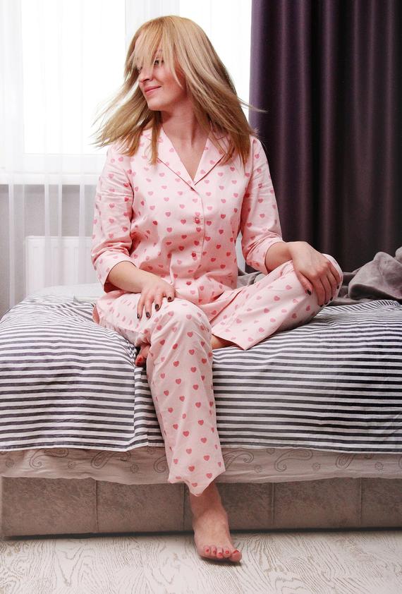 Pajamas Long Pants cotton pajama set pink custom hand made | Et