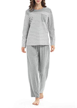 Genuwin Cotton Pajamas for Women Long Sleeve Sleepwear Set .