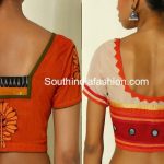 18 Simple and Trendy Blouse Back Neck Designs For Cotton Saree .