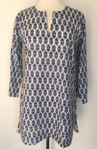 Cotton Print Tunic White and Navy (With images) | Print tun