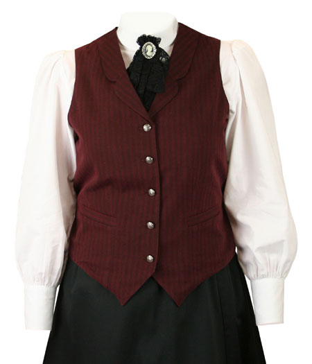 Ladies Striped Cotton Vest - Burgun
