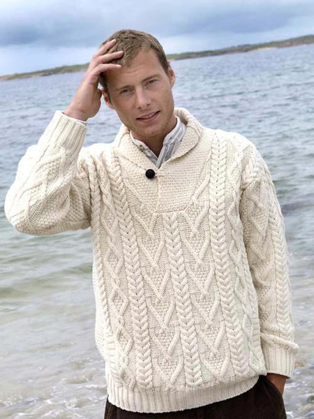 Mens Aran Cowl Neck Sweater | The Sweater Shop, Irela