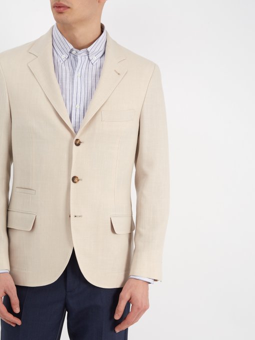 Brunello Cucinelli Single-breasted wool and linen-blend blazer .