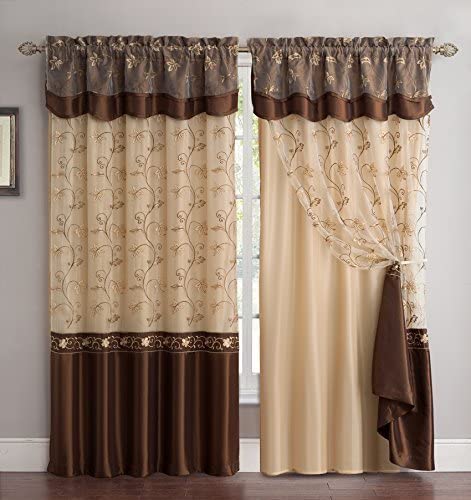Amazon.com: Fancy Collection Embroidery Curtain Set 2 Panel Drapes .