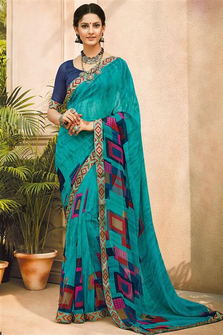 Printed Fluorescent Casual Wear Sarees Catalog Wholesale .