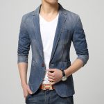 2017 Denim Jackets suit slim fit Blazer suit, men's fashion Light .