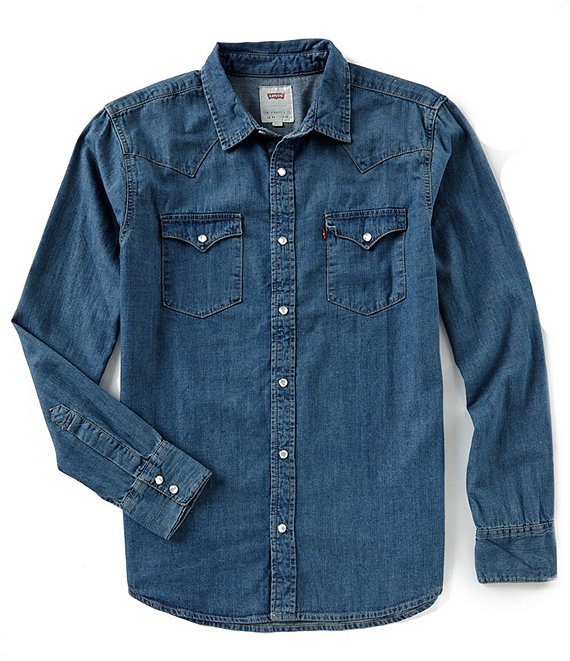 Levi's® Young Men's Slim Fit Barstow Solid Snap-Front Denim Shirt .