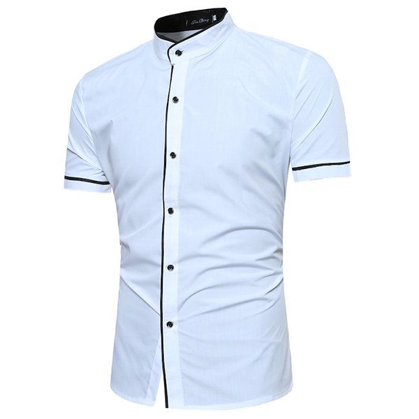 Casual Business Solid Color Stand Collar Short Sleeve Designer .
