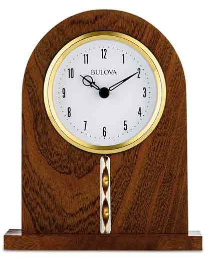 Bulova B5401 Hampton Wood Desk Clock - The Clock Dep