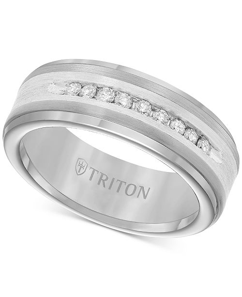 Triton Men's Diamond Wedding Band in Tungsten Carbide (1/4 ct .
