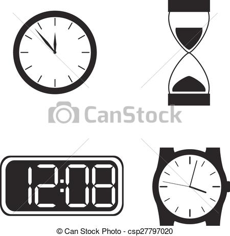 Different clock types. Different kinds of clocks and watch
