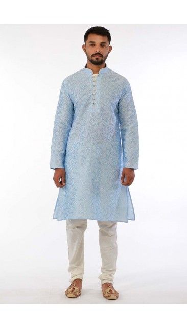 Andaaz Fashion Presents Diwali Wear Blue Jacquard Dupion kurta .