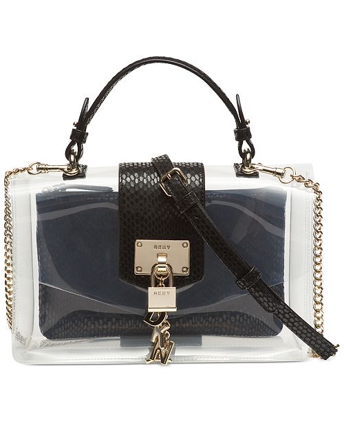 DKNY Elissa Clear Leather Top-Handle Flap Shoulder Bag .