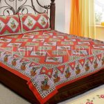 Red and Orange Border With Beige Color Design Double Cotton Bed .