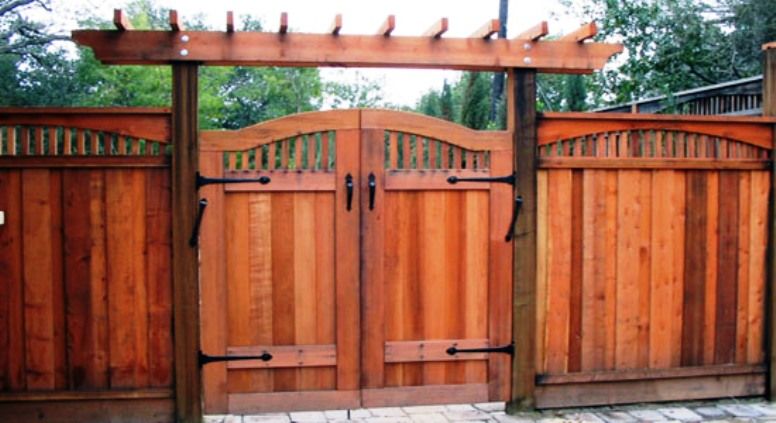 best redwood double gate fence designs - Google Search | Fence .