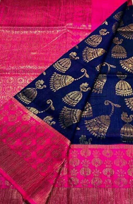 Shop online for Blue Handloom Banarasi Dupion Silk Saree .