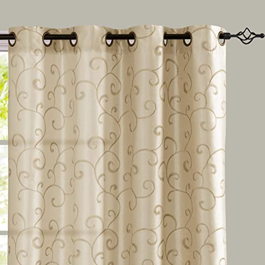 Amazon.com: jinchan Curtains Ivory 95 inches Living Room Drapes .