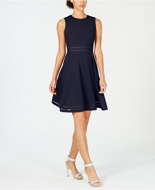 Calvin Klein Illusion-Trim Fit & Flare Dress & Reviews - Dresses .