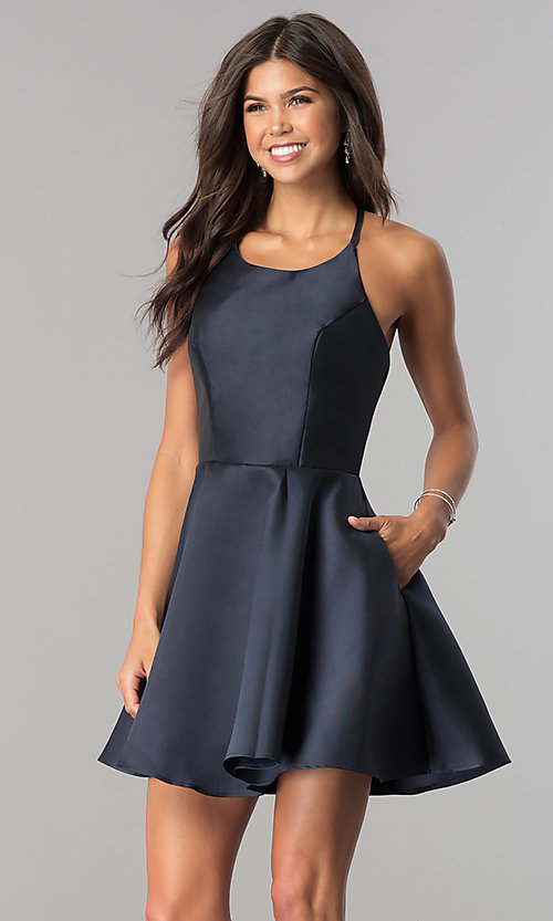 Open-Back Fit-and-Flare Party Dress by Alyce -PromGi