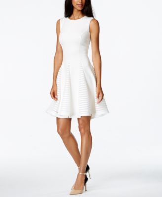 Calvin Klein Perforated Fit & Flare Sleeveless Dress (With images .