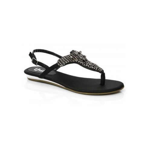 Black Sandals: Black Flat Sandals Ladi