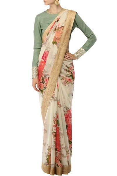 Sabyasachi indian designer floral printed sarees online .