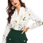 SheIn Women's Casual V Neck Long Sleeve Floral Tops Button Down .