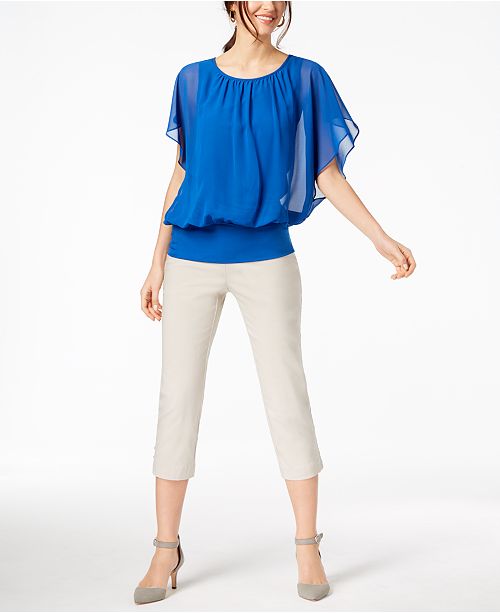 JM Collection Flutter-Sleeve Top & Pull-On Capri Pants, Created .