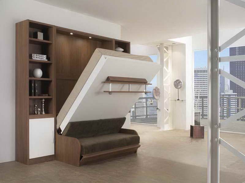 Unique Folding Bed Desk Design with white roof … | Murphy bed sofa .