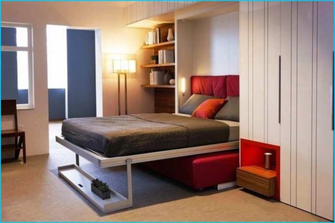 Tips for small bedroom: wall mounted bed, bed in a closet, folding .