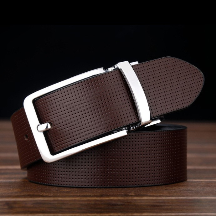 New 2014 Two side Color Brown Black Dots Genuine Leather Belt .