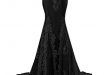 DINGZAN Vintage Cap Sleeves Evening Gowns Mermaid Lace Applique .