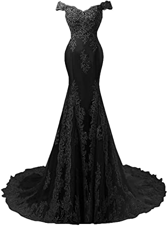 DINGZAN Vintage Cap Sleeves Evening Gowns Mermaid Lace Applique .