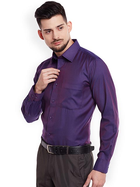 DENNISON Men Purple Comfort Slim Fit Solid Formal Shirt - KAPADAA.C