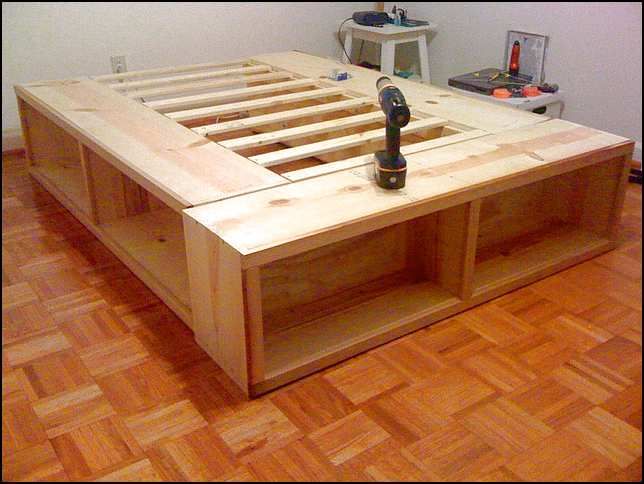 Full Size Bed Frame With Storage Plans (With images) | Diy .