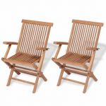 vidaXL Folding Garden Chairs 2 pcs Solid Teak Wood | vidaXL.c