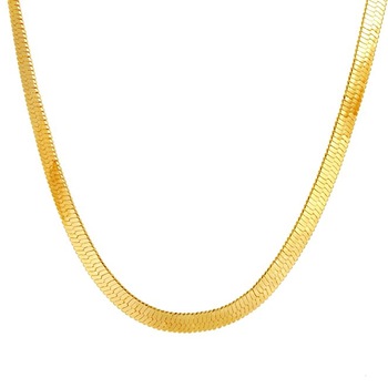 Yellow Gold Jewelry Wide Flat Brass Herringbone Chain 8 Gram Gold .