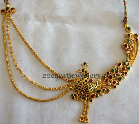Colorful Peacock Gold Choker - Jewellery Desig