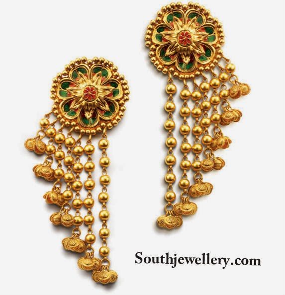 Stylish Gold Earrings - Indian Jewellery Desig