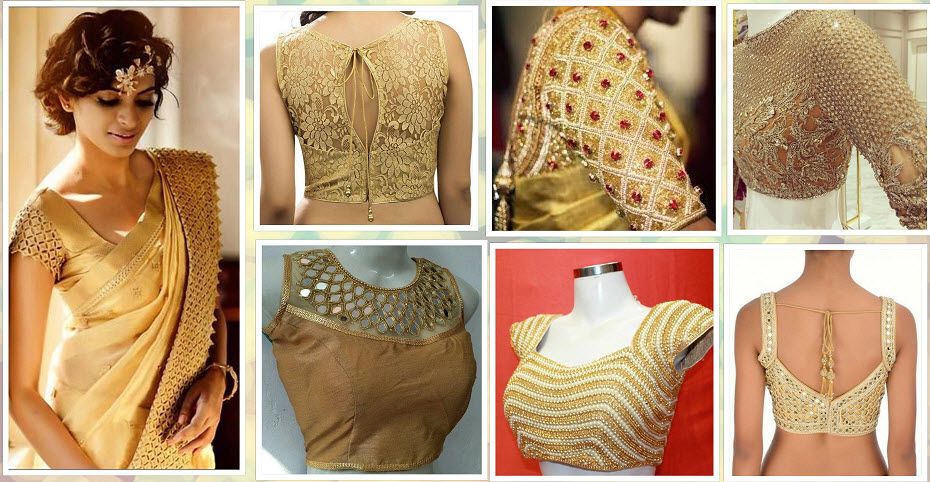 20+ Latest Golden Blouse Designs (With images) | Golden blouse .