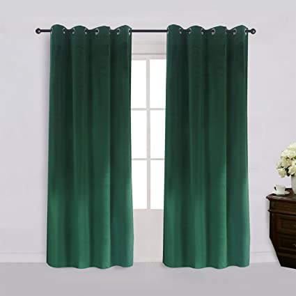 Amazon.com: Super Soft Signature Velvet Curtains Set of 2 Dark .