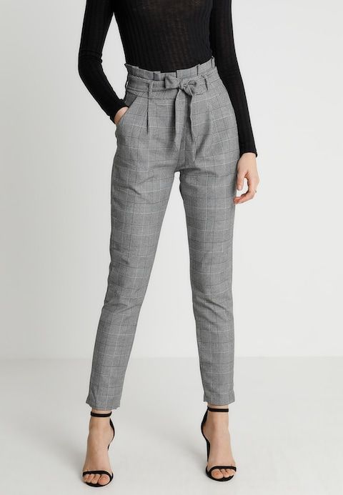 VMEVA PAPERBAG CHECK PANT - Trousers - grey/white @ Zalando.co.uk .