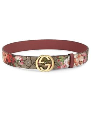 Gucci - Floral Logo Print Belt - saks.c
