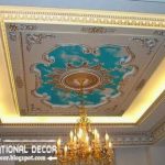 Luxury gypsum ceiling designs, lights for classic interior .