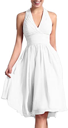 KARMA PROM Women's Knee Length Halter Dress Bridesmaid Dresses .