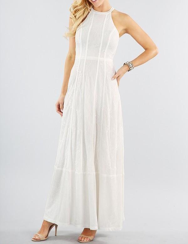 White Lace Halter Maxi Dress - Bria Bella & Co – Bria Bella & C