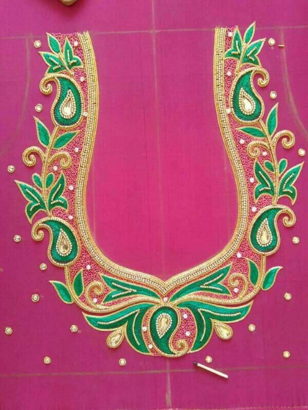 Saree blouse embroidery (With images) | Blouse hand designs .