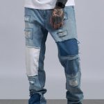 Guys Cool Hip Hop Street Fashion Patched Relaxed Fit Straight .