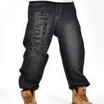 Men's Black Baggy Jeans Hip Hop Designer Brand Skateboard Pants .